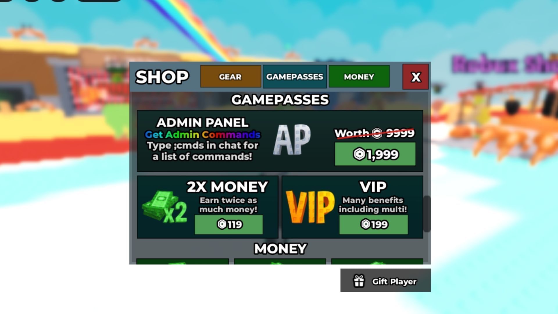 VIP and other Gamepasses (Image via Roblox)
