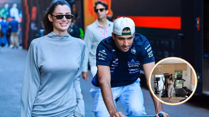 Carlos Sainz's girlfriend Rebecca Donaldson flaunts toned abs in a gym selfie in an all-white attire