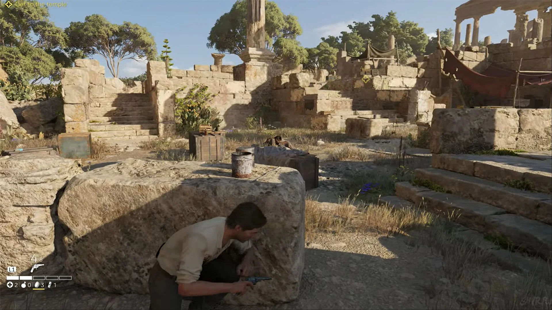 Take the stone-hewn stairway on the left of the screen to proceed further (Image via 2K)