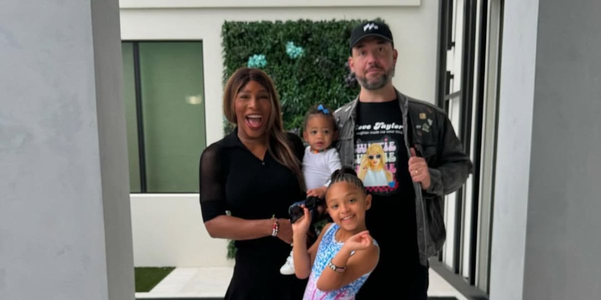 Serena Williams along with her husband and two daughters