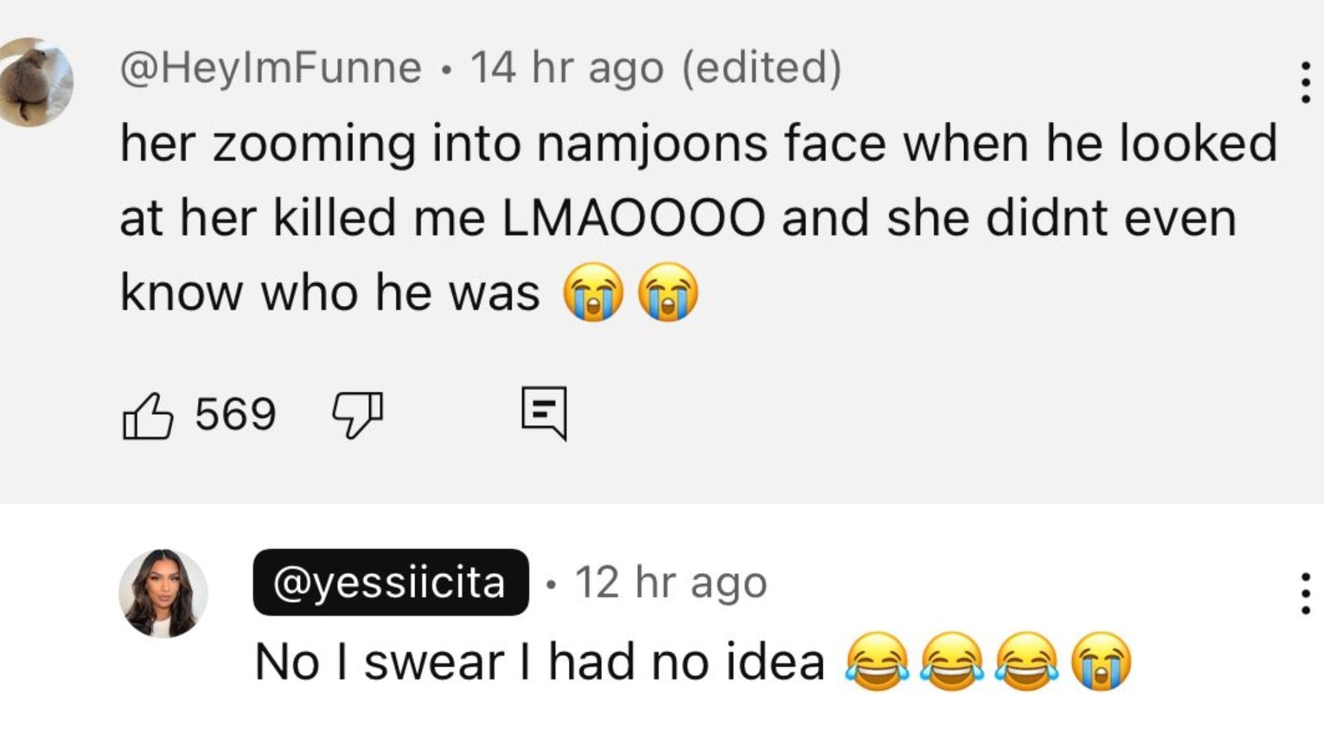 YESSII&#039;s reply to a fan comment (Image via YouTube/YESSII)