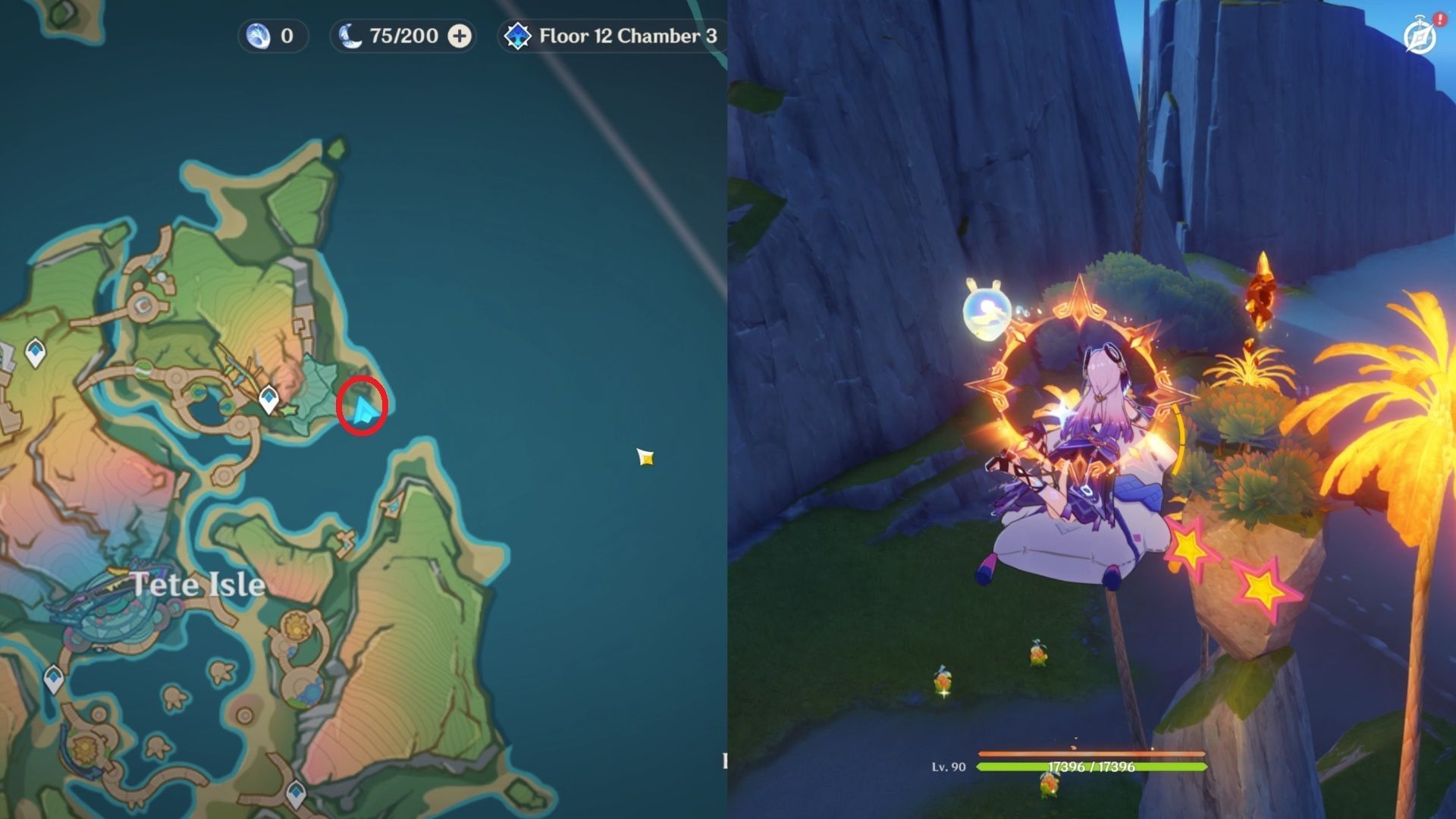 Above the rock with glasses (Image via HoYoverse)