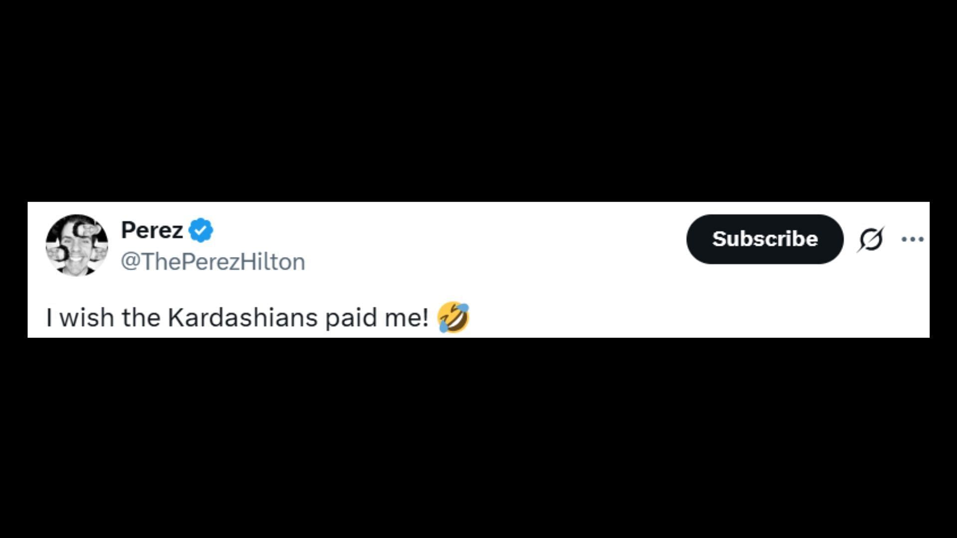 Hilton&#039;s post (Image via X/ThePerezHilton)
