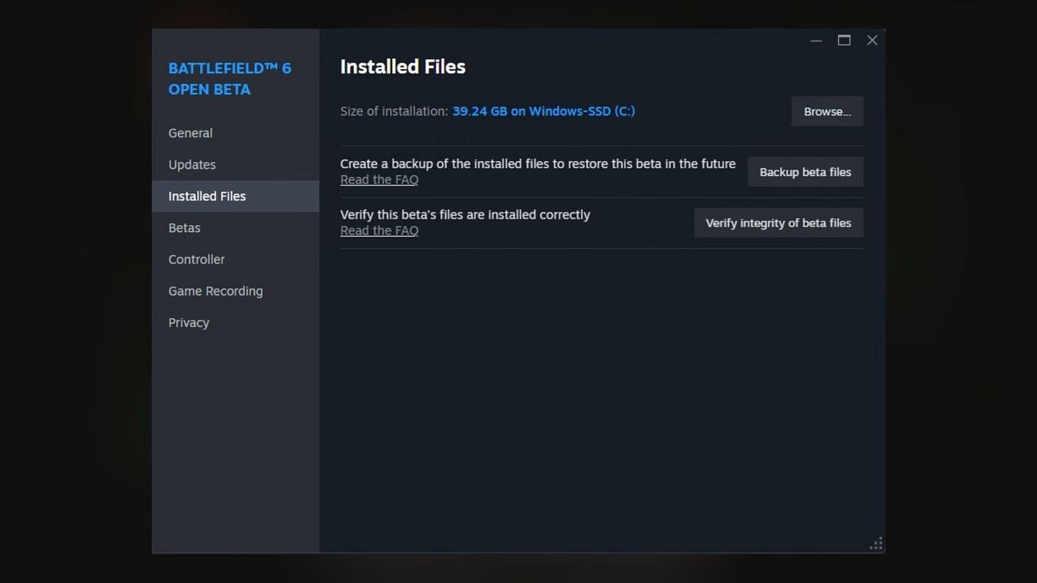 BF6 Steam settings (Image via Valve)