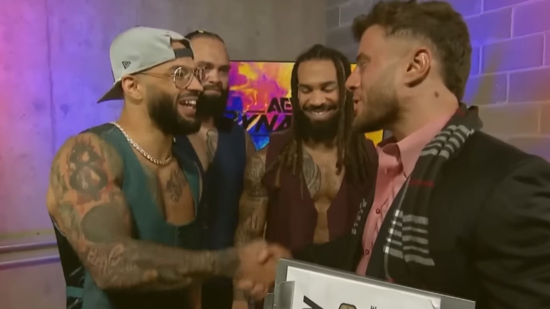 MJF aligning with Ricochet and GOA [Source: All Elite Wrestling on YouTube]