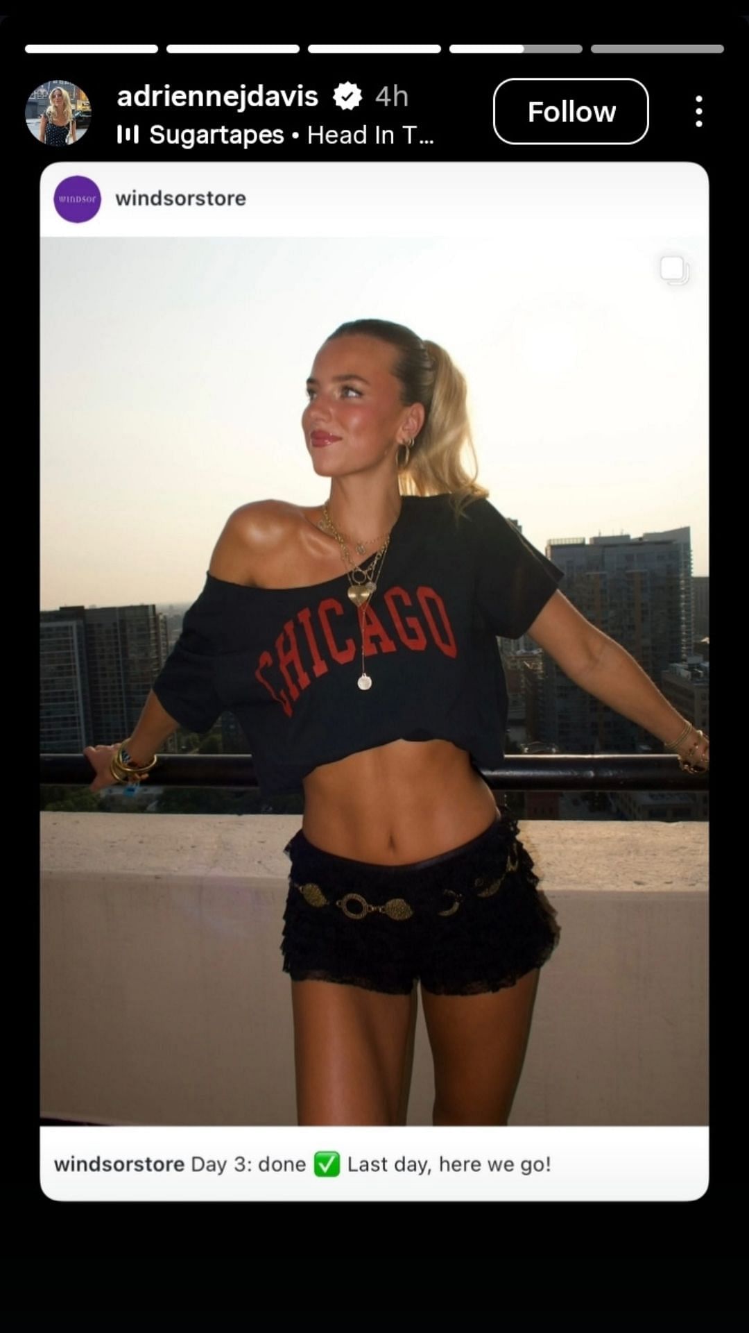 IN PIC: UNC QB Max Johnson&#039;s model GF Adrienne Davis turns head in edgy outfit for Lollapalooza