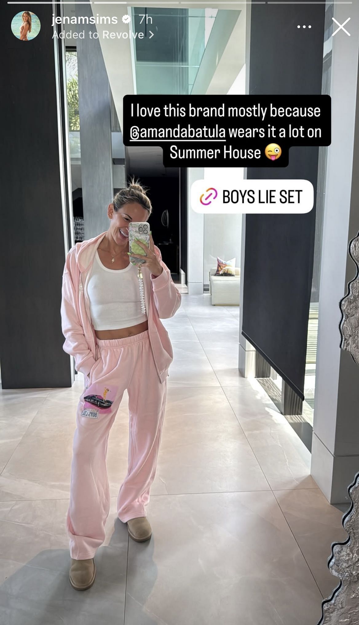 Image taken from Sims&rsquo; Instagram Story _ Source: Instagram/@jenamsims