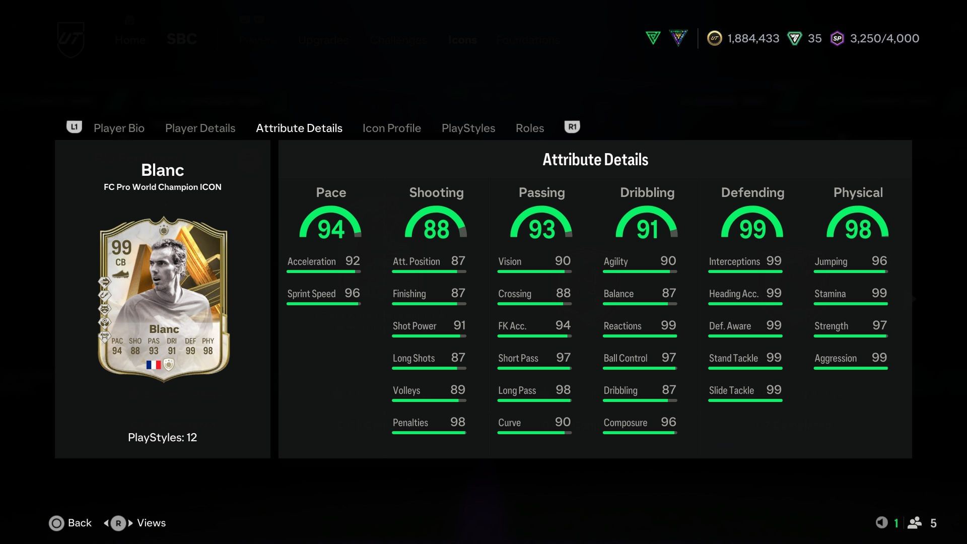 The stats (Image via EA Sports)