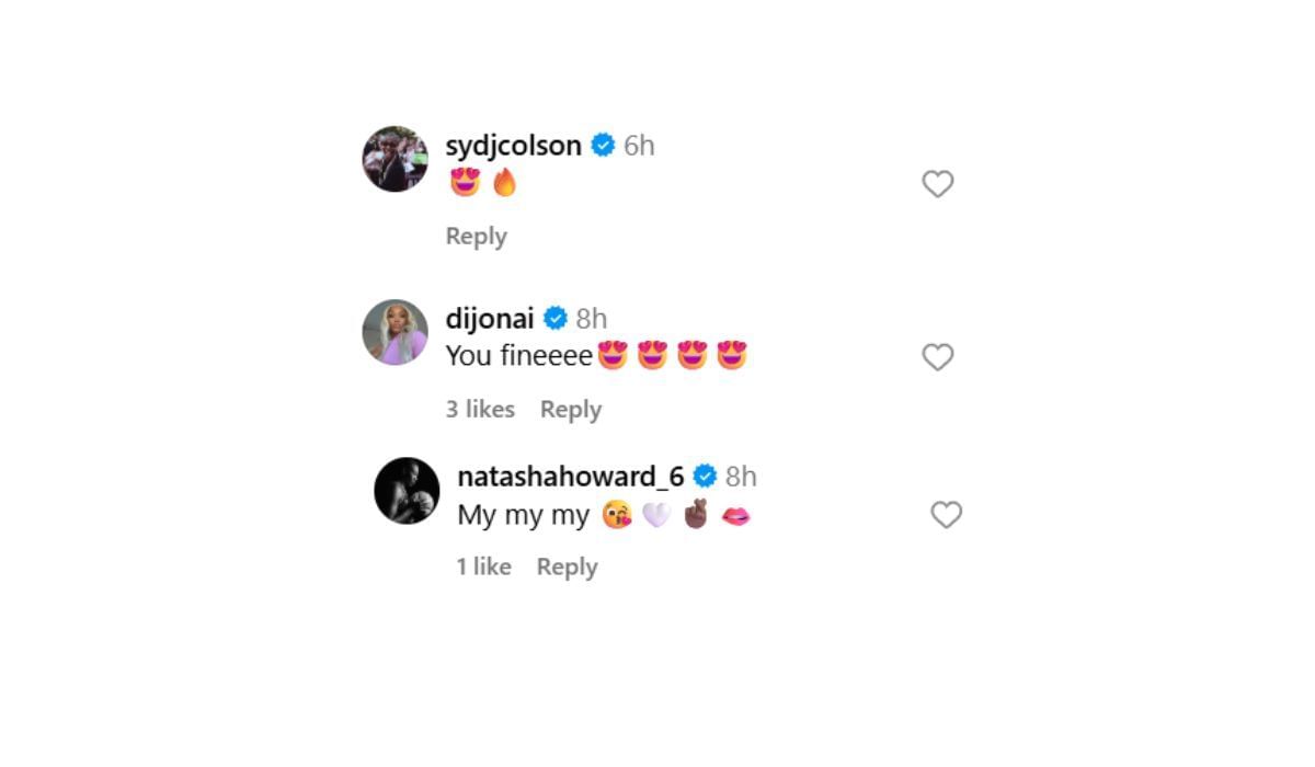 DiJonai Carrington, Sydney Colson and Natasha Howard react to Jac&#039;Eil&#039;s post (Souce: Instagram/Jac&#039;Eil)