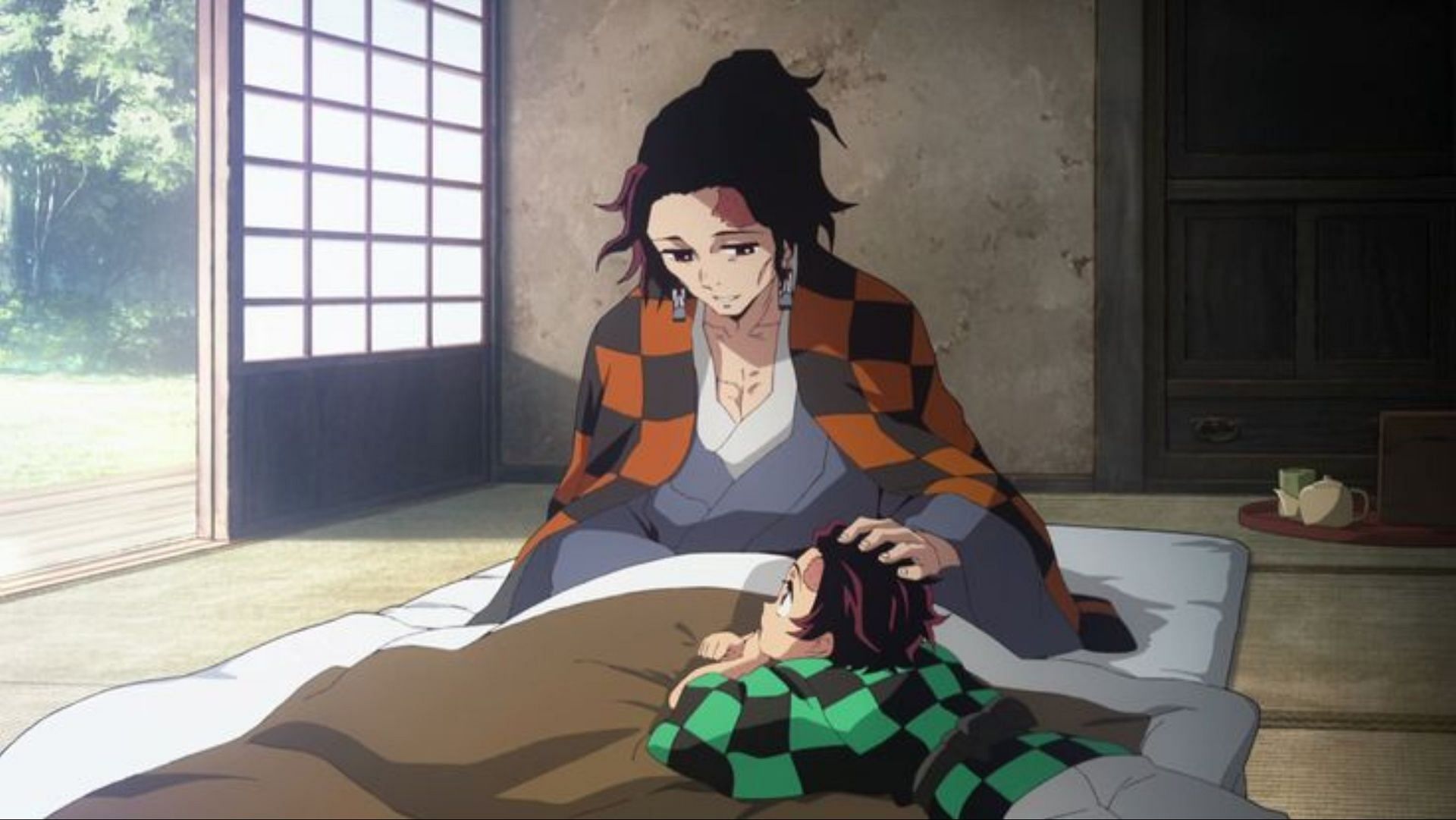 Tanjuro with Tanjiro as seen in the anime (Image via Ufotable)