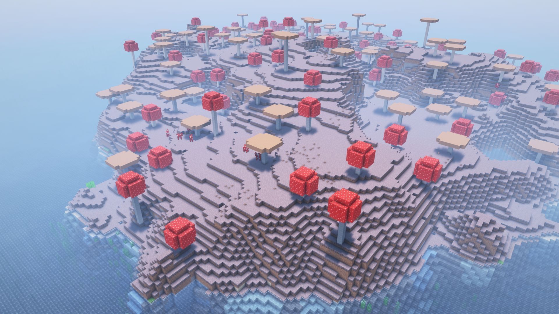Mushroom islands has a lot of potential that can be explored in future update (Image via Mojang Studios)