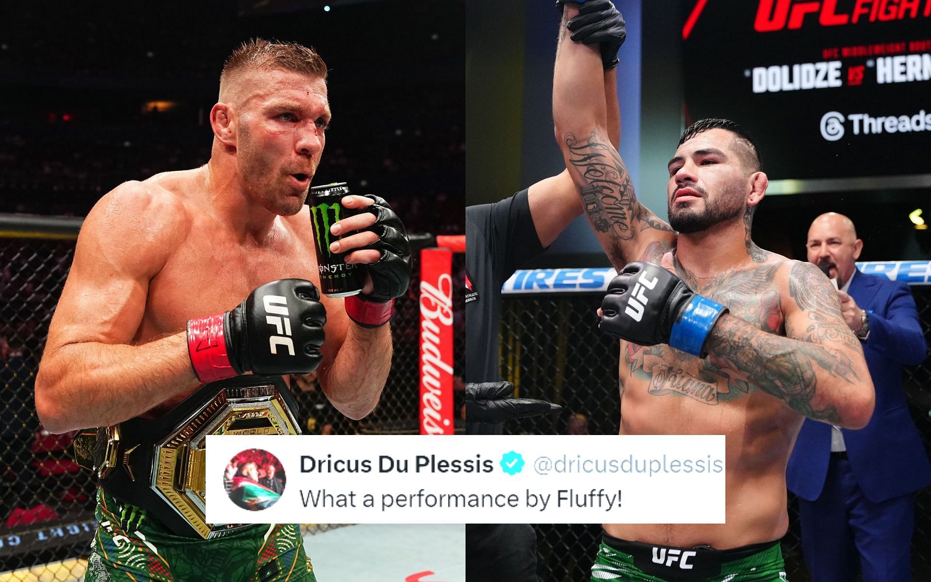 Dricus du Plessis (left) praised Anthony Hernandez (right) for his performance at UFC Vegas 109. [Images courtesy: Getty Images]