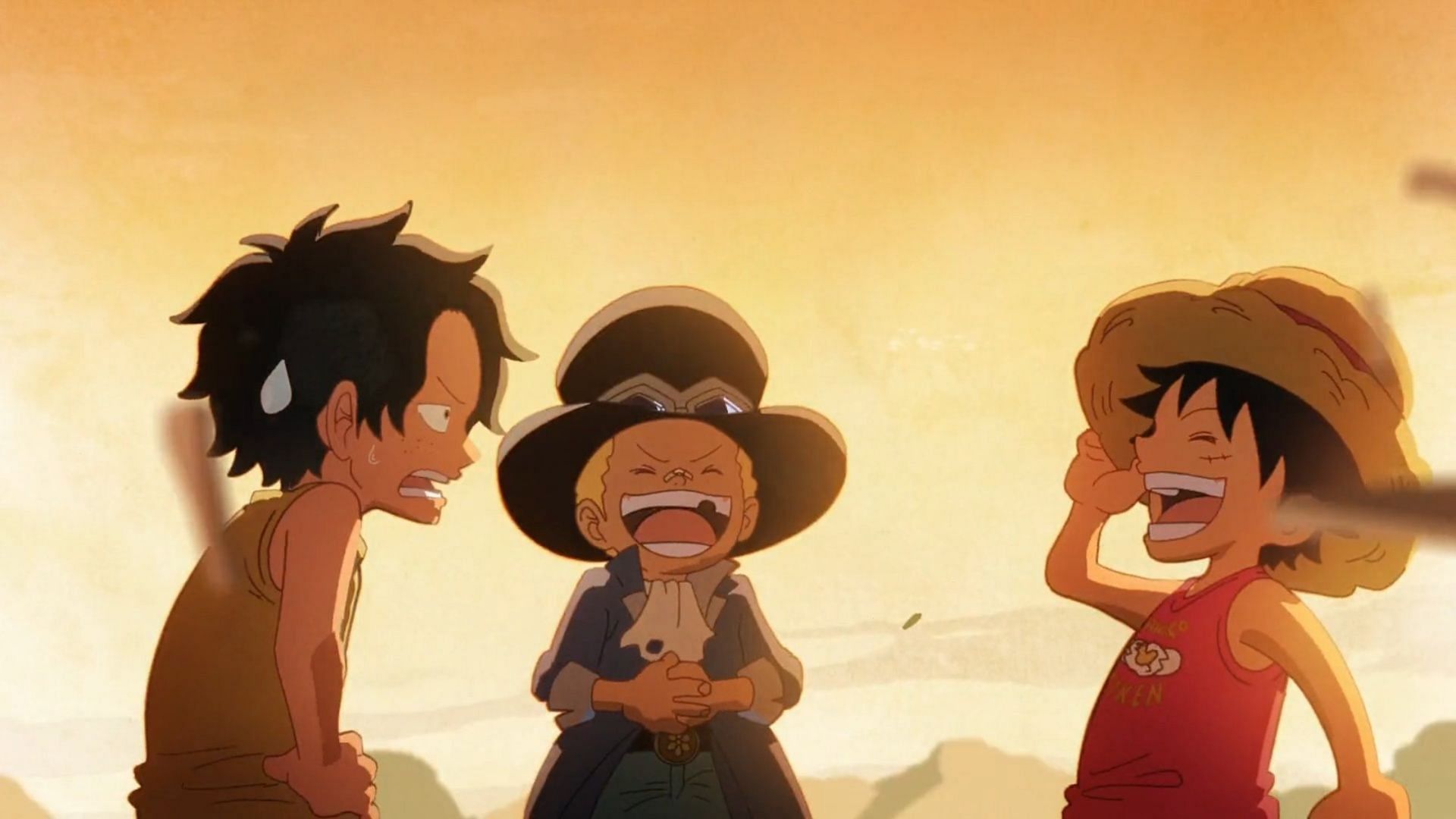Ace, Sabo, and Luffy as seen in the One Piece opening (Image via Toei Animation)