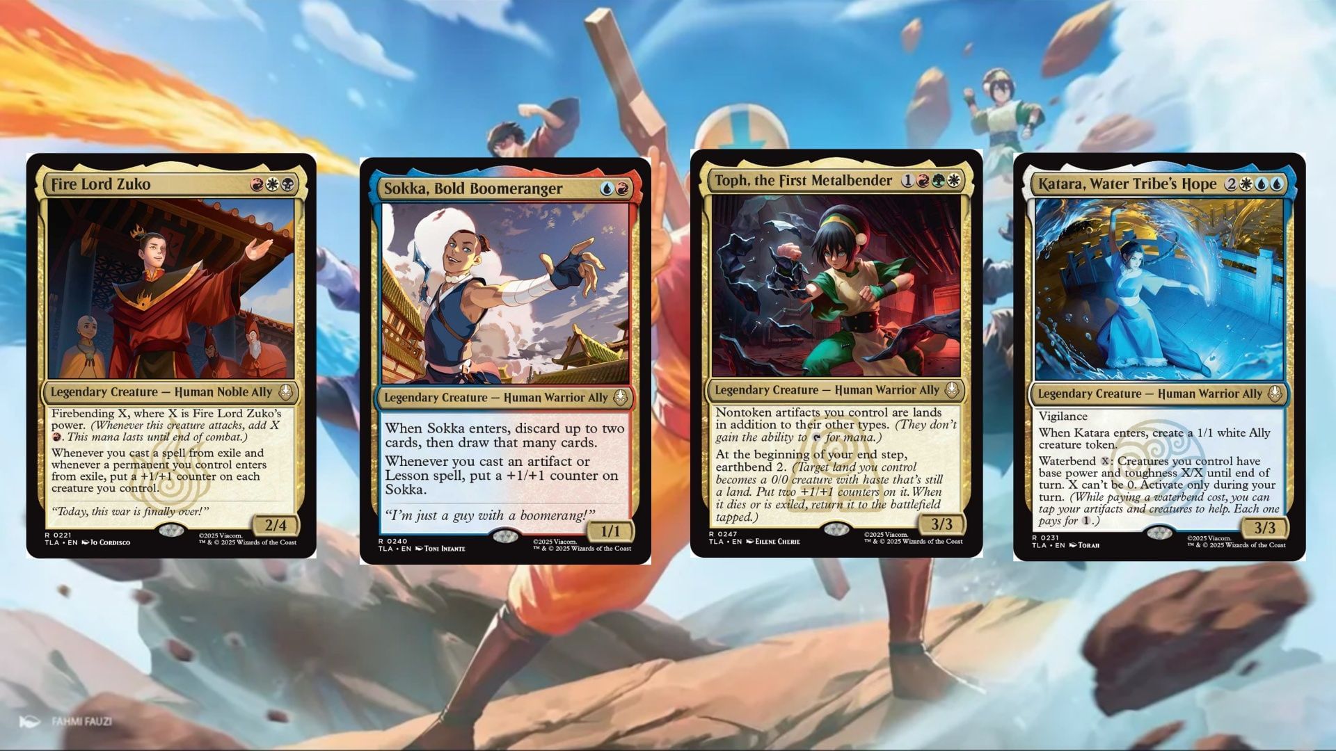 Zuko, Sokka, Toph, Katara. We&#039;re just missing one character . . . (Image via Wizards of the Coast)