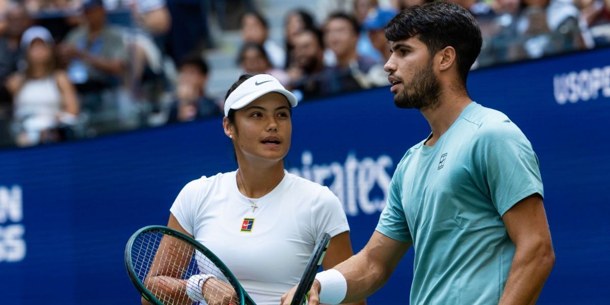 Carlos Alcaraz and Emma Raducanu at the 2025 US Open (Source: Getty)