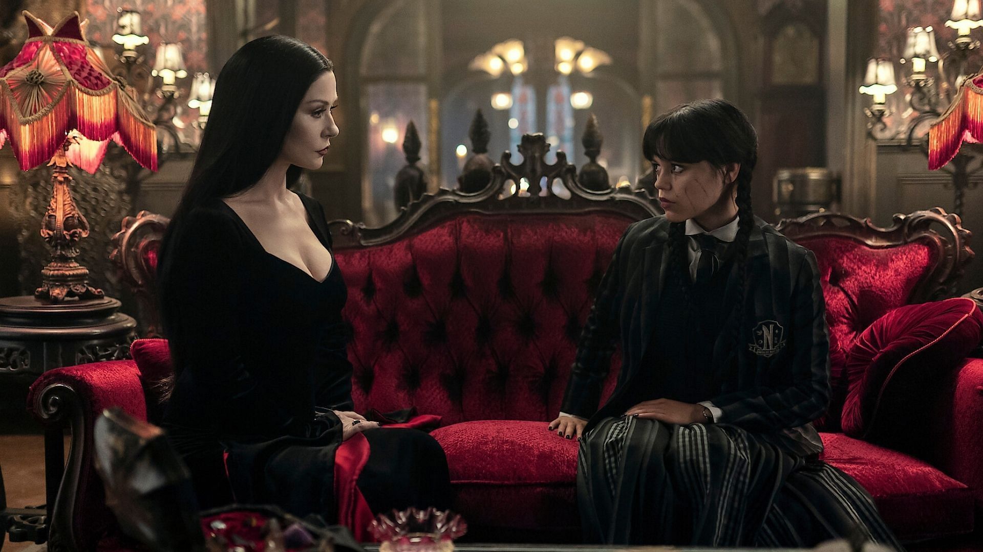 Morticia Addams and Wednesday Addams (Image via Netflix)