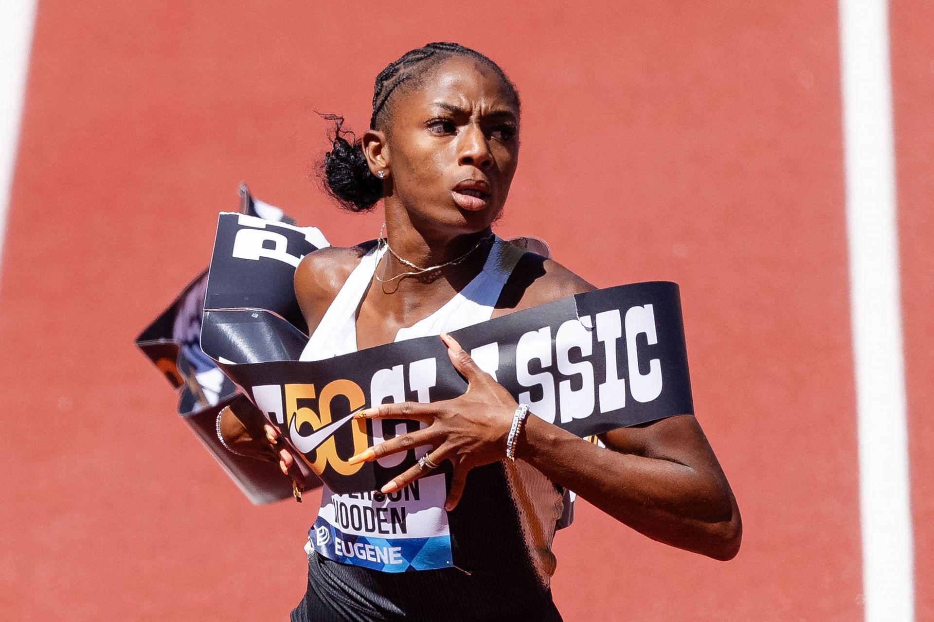 Melissa Jefferson-Wooden at the 2025 Prefontaine Classic - Source: Getty