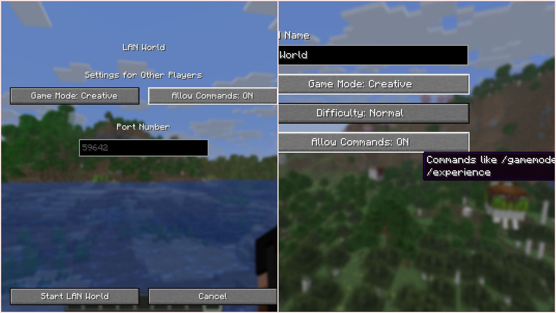 First, allow commands on your old or new world (Image via Sportskeeda Gaming || Mojang Studios)