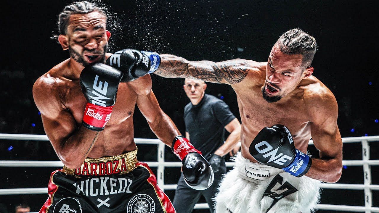 (From left) Alexis Nicolas and Regian Eersel in action. [Images by ONE Championship]