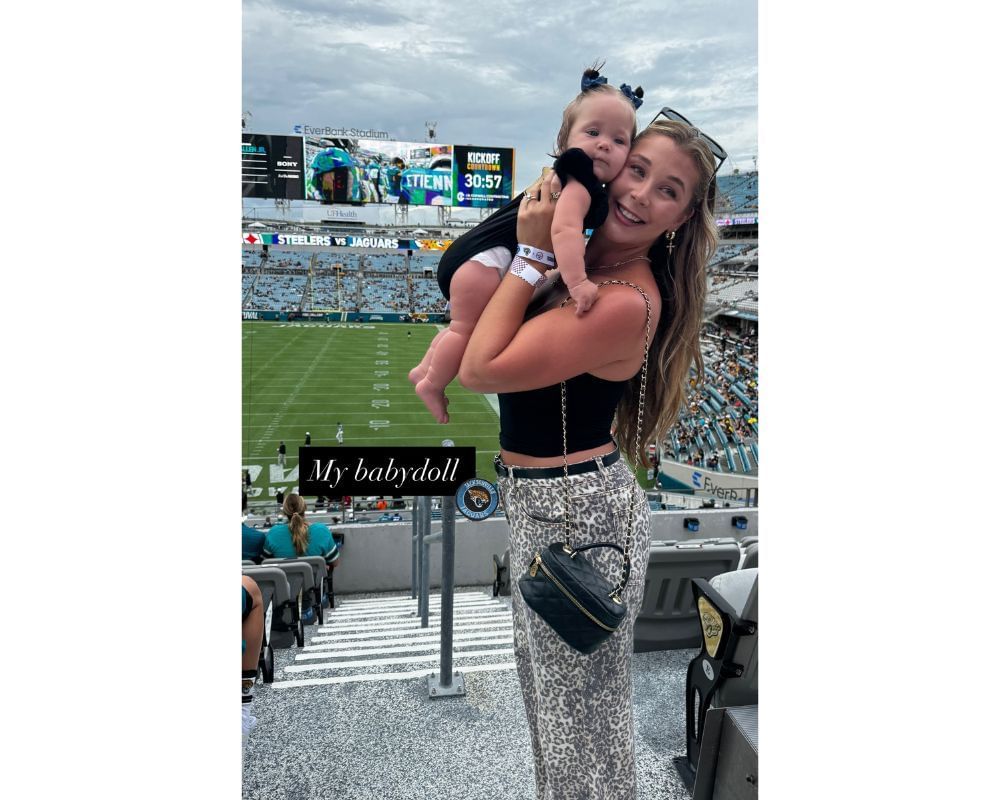 Trevor Lawrence&#039;s 7-month-old daughter Shae makes Jaguars debut as wife Marissa &amp; baby cheer for 