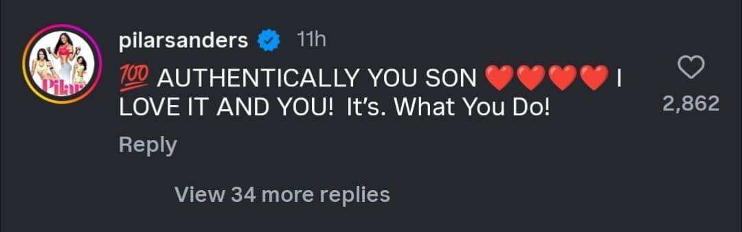 A screenshot of Pilsr&#039;s comment (image credit: instagram/shilosanders)