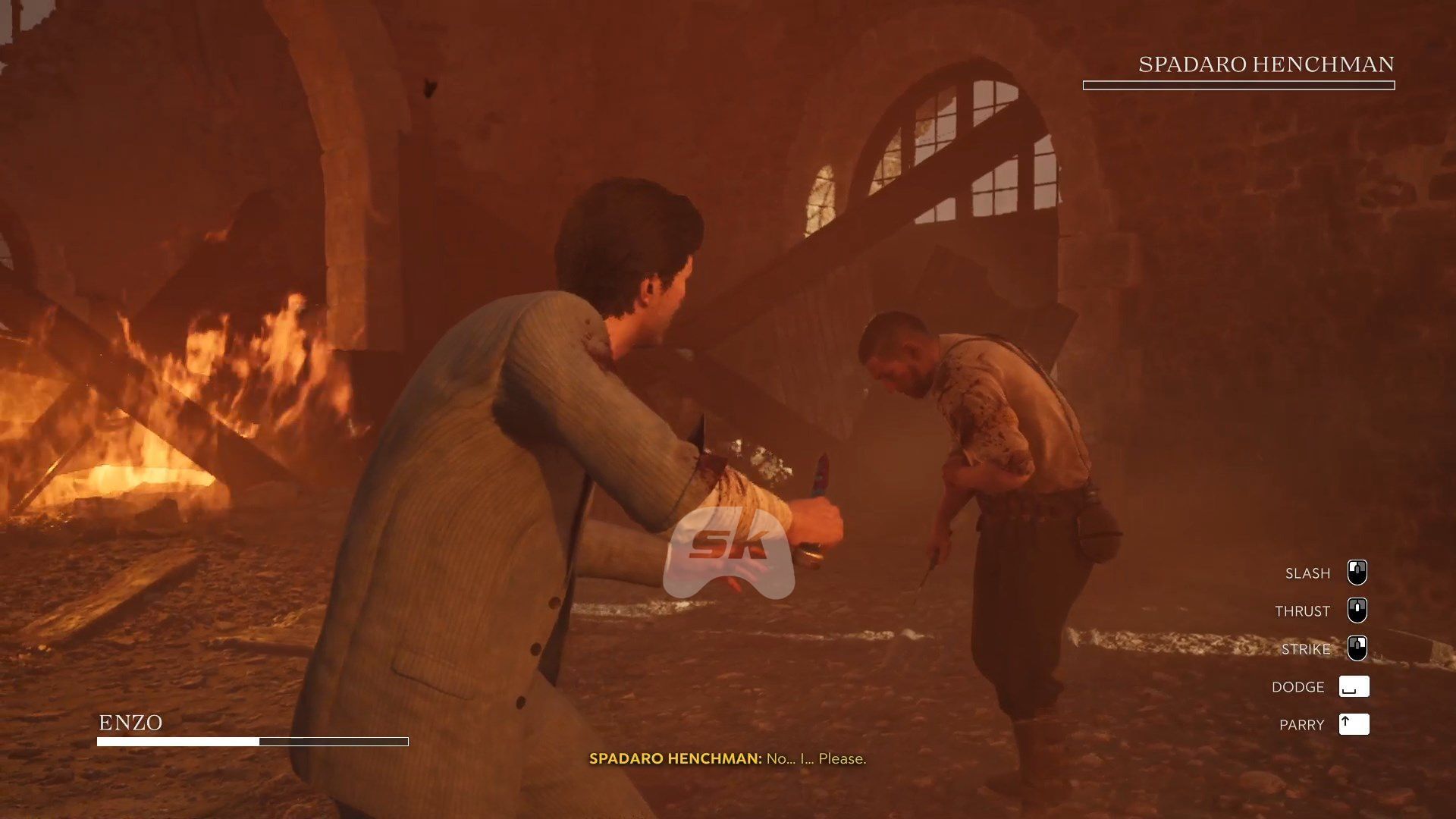 Defeat the Spadaro henchman in a knife battle (Image via Sportskeeda Gaming || 2K)