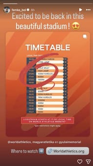 Femke Bol expresses her excitement about competing in her next race | Instagram@femke_bol