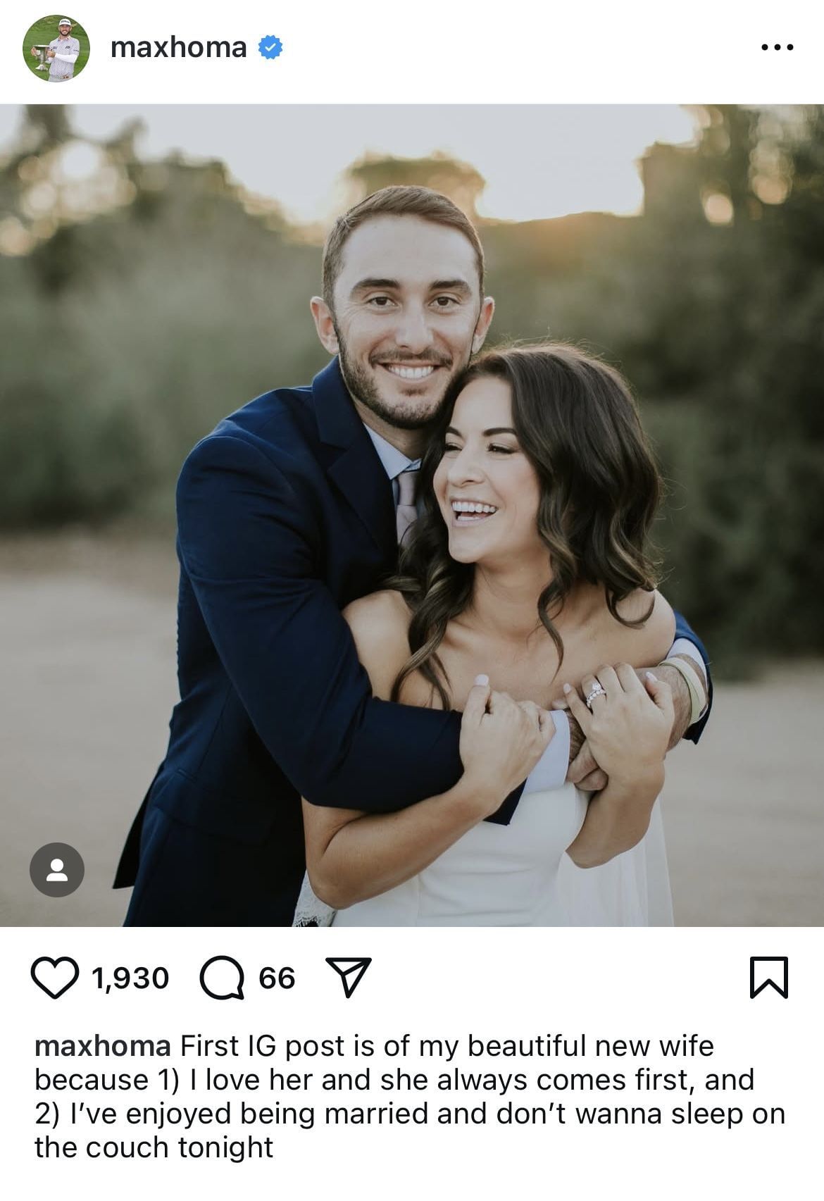Homa and his wife on their wedding day _ Image Source: Instagram/@maxhoma