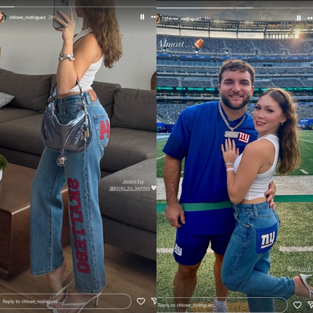 Chloe Rodriguez shared pictures of a special denim with Cam Skattebo