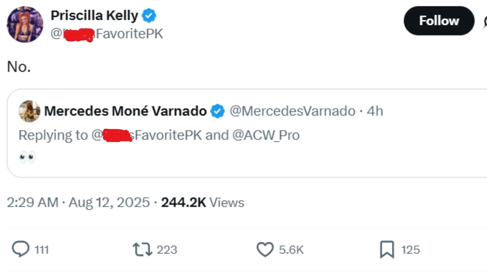 Priscilla Kelly (fka Gigi Dolin) seemingly has no interest in facing Mercedes Mone [Source : X/Twitter]