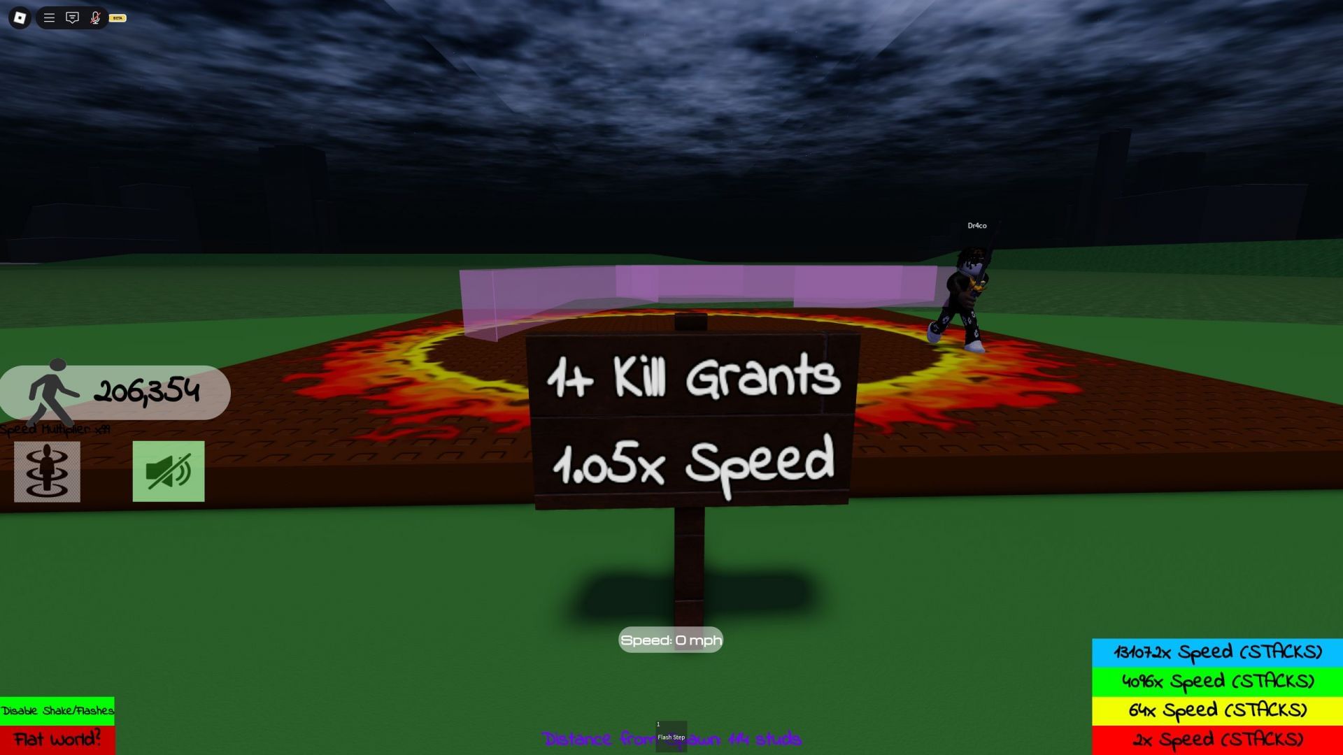 Take out enemies in the Ring of Fire to gain 1.05x speed multipliers per takedown (Image via Roblox)