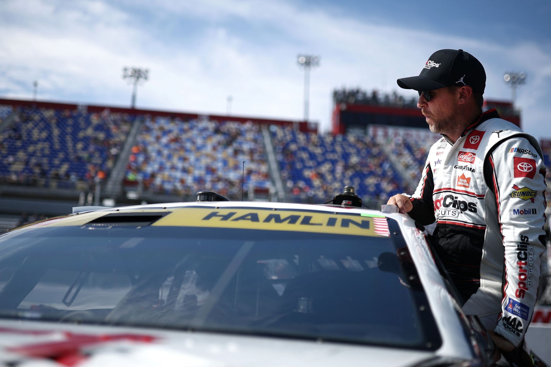Denny Hamlin (11) during the NASCAR Cup Series Cook Out Southern 500 qualifying at Darlington. Source: Getty