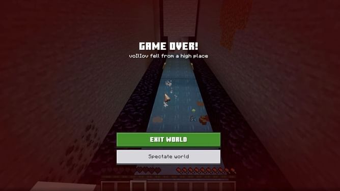 Minecraft Bedrock player upset after dying in Hardcore despite landing in water