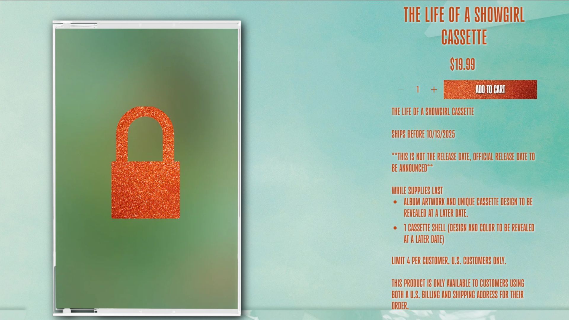 The Life of a Showgirl cassette is available for pre-order (Image via taylorwsift.com )