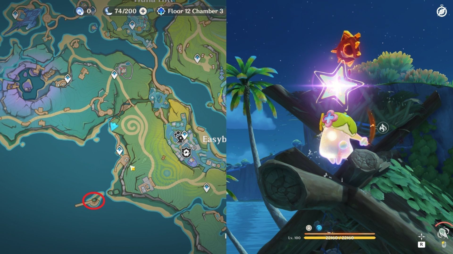 Above a large rock southwest of Easybreeze Market (Image via HoYoverse)