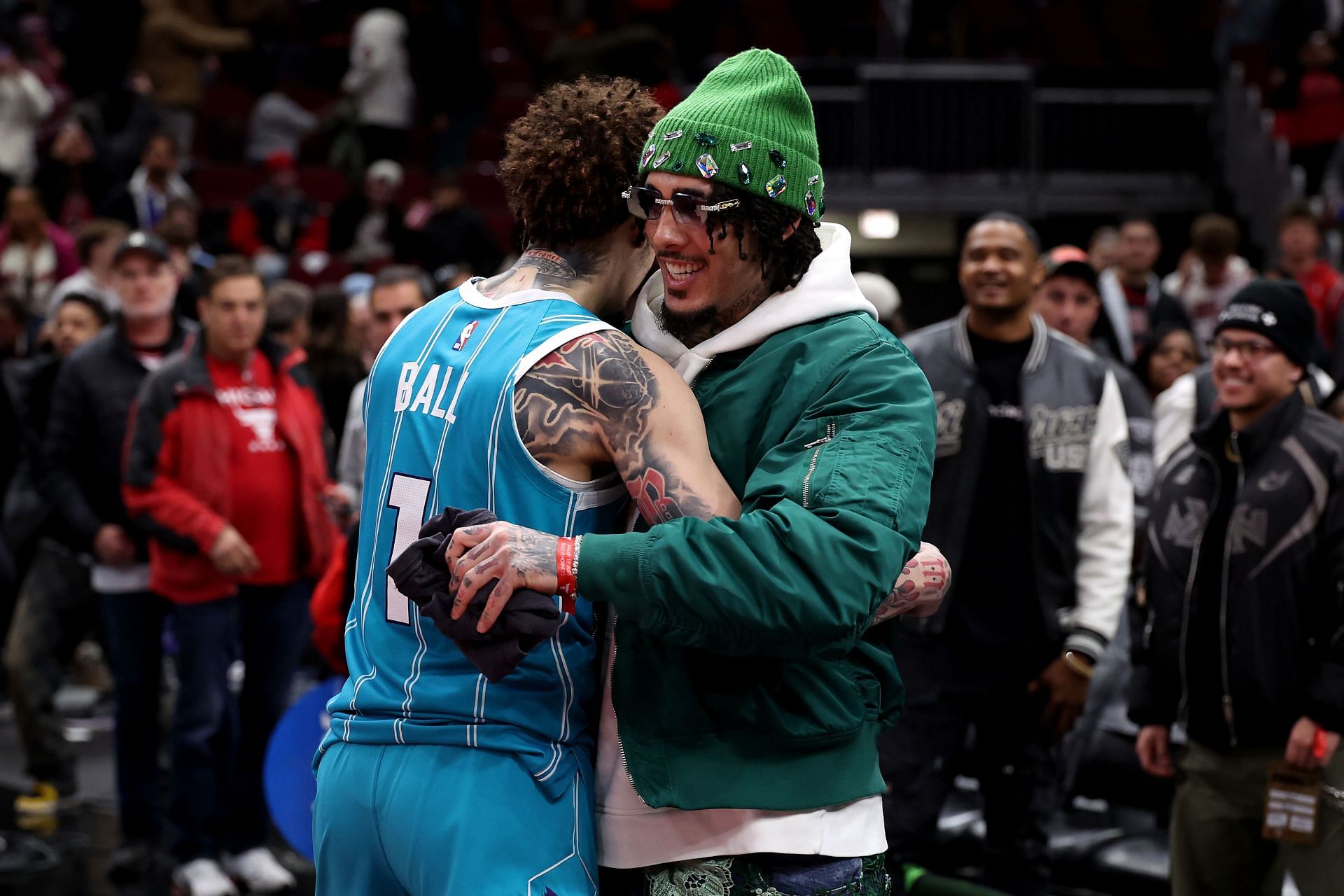 LiAngelo Ball at the Charlotte Hornets v Chicago Bulls game in January 2025 (Image via Getty)