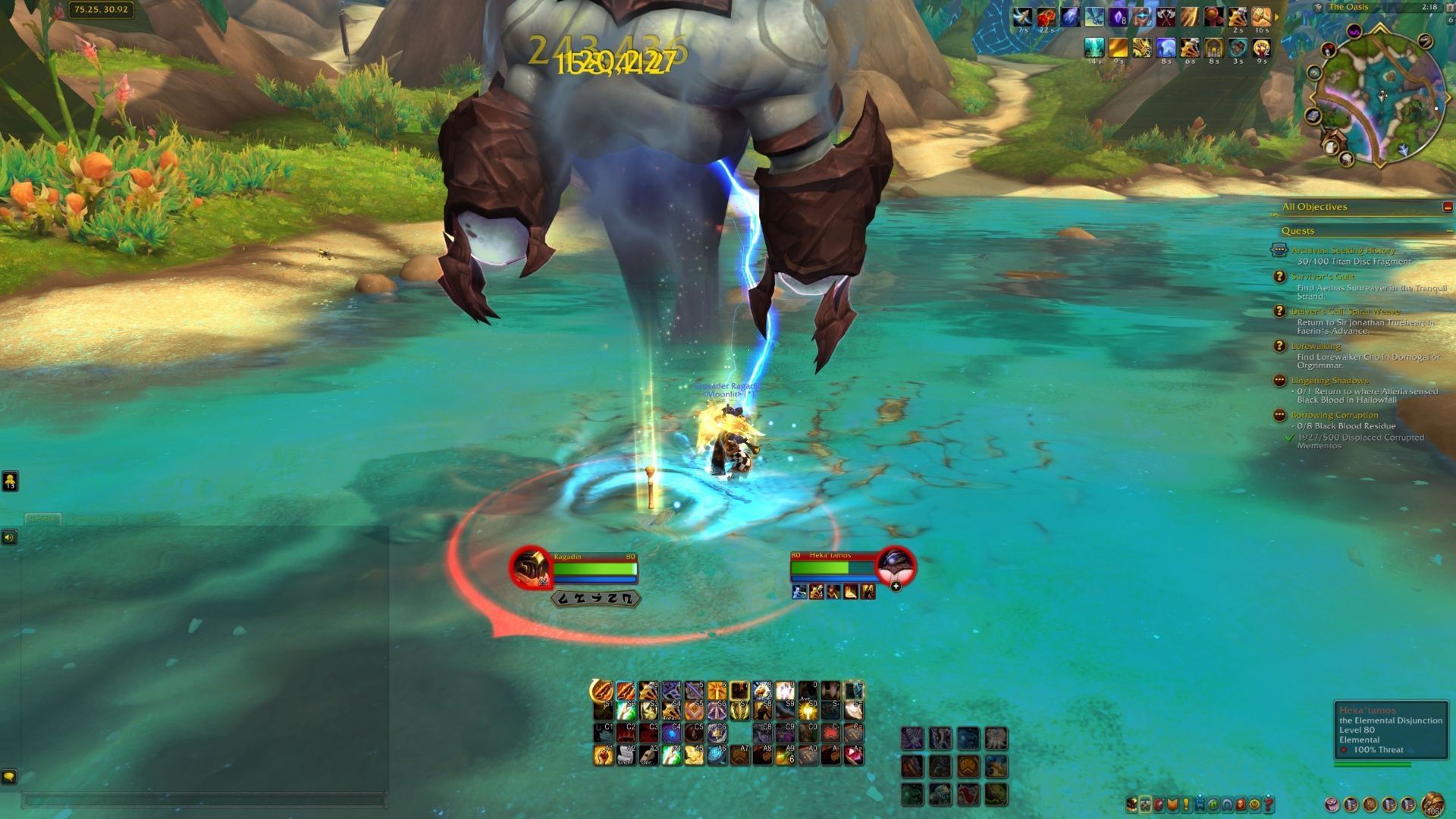 From here, it&#039;s just a matter of summoning and battering this elemental! (Image via Blizzard Entertainment)