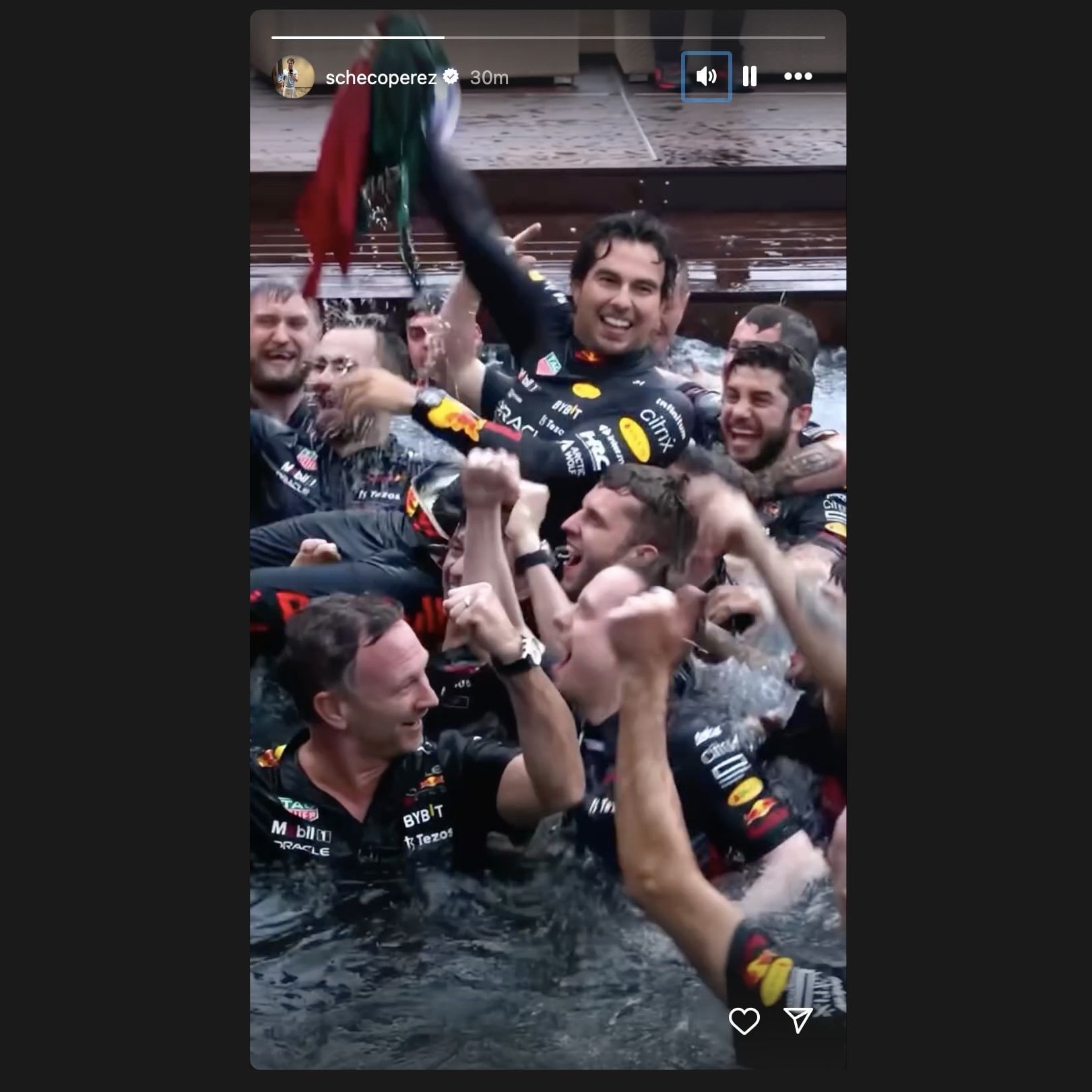 Screen grab from Sergio Perez&#039;s Instagram story [via Instagram/@schecoperez]