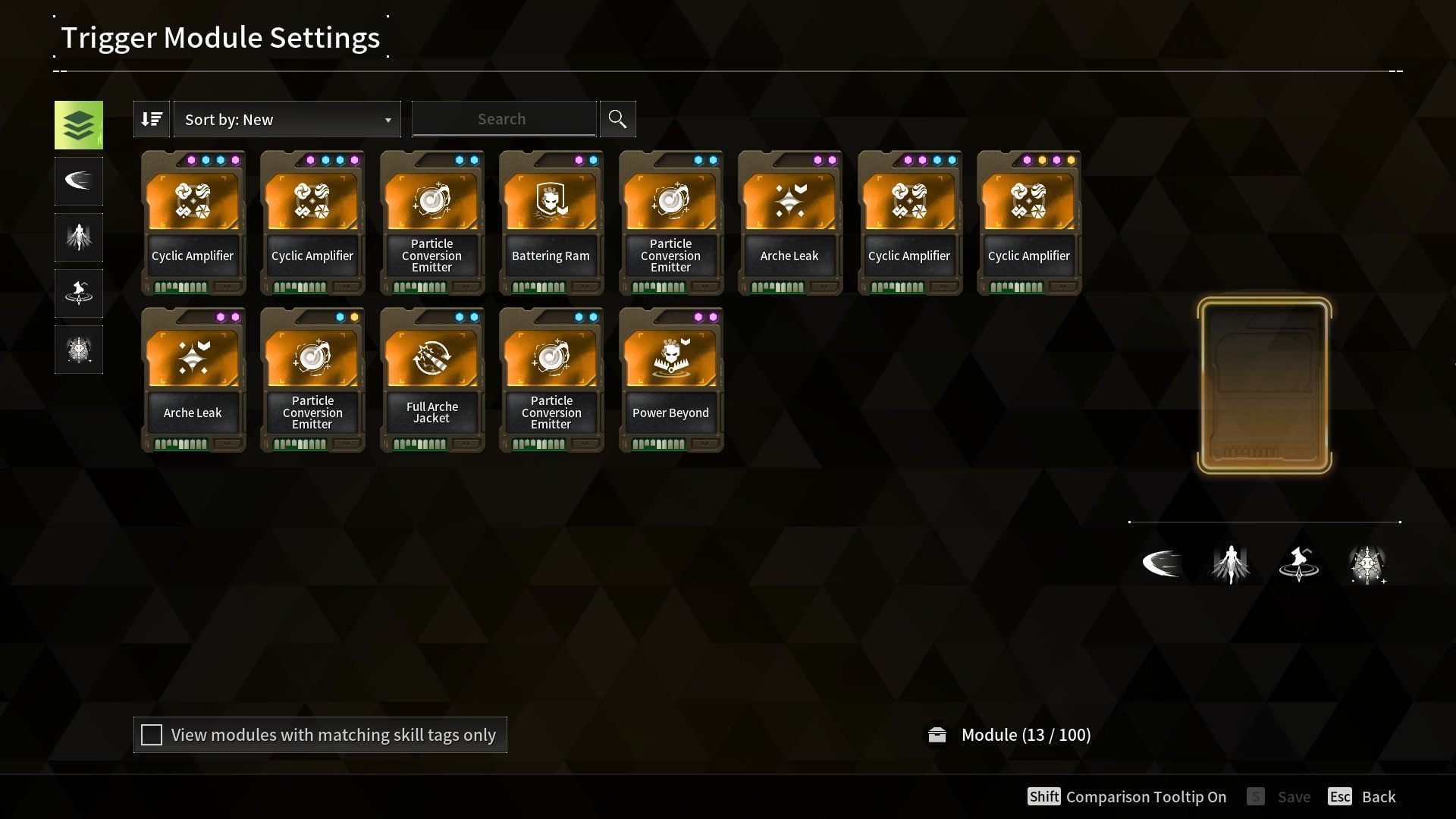 You can hold 100 Trigger Modules at a time (Image via Nexon)