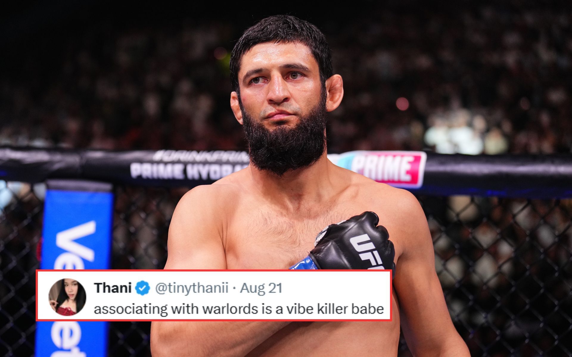 Khamzat Chimaev (pictured) maintains close ties with Chechen leader Ramzan Kadyrov. [Image courtesy: Getty Images]
