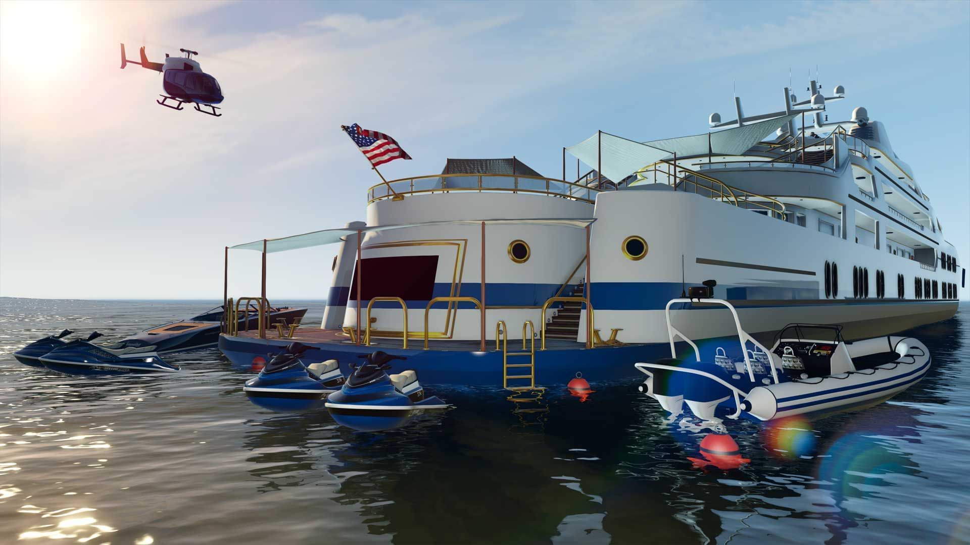 Super Yachts come with some additional vehicles (Image via Rockstar Games)