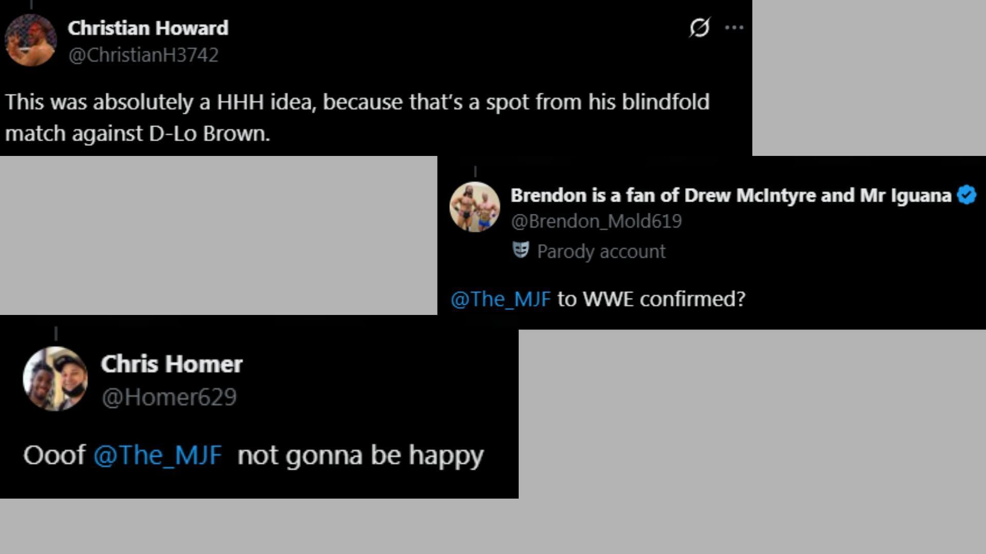 Fans react to NXT referencing All Elite Wrestling (Images via Fightful&#039;s X handle)