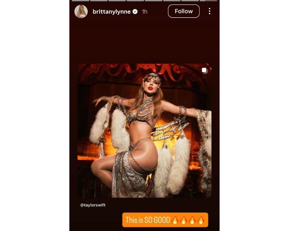 Brittany Mahomes reacts to Taylor Swift&#039;s album [IG/@brittanylynne]