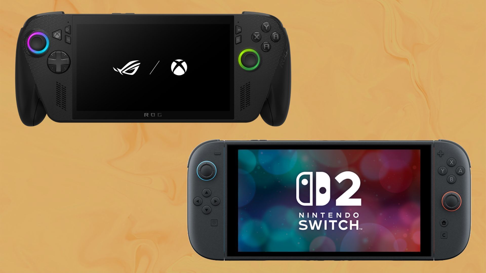 The Xbox Ally X vs Nintendo Switch 2 comparison (Image via Asus, Nintendo)