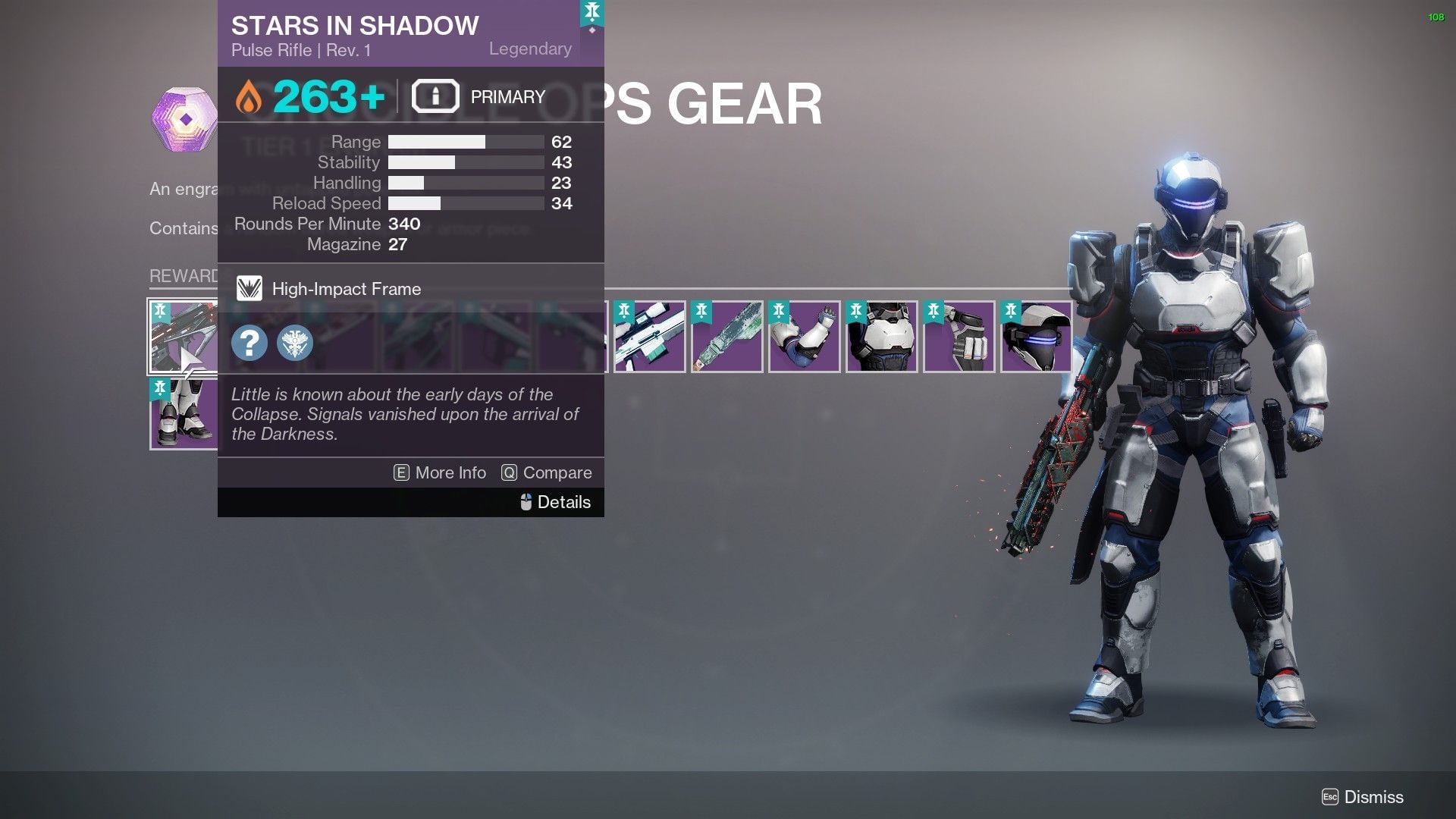 Stars in Shadow loot in Destiny 2 Portal (Image via Bungie)