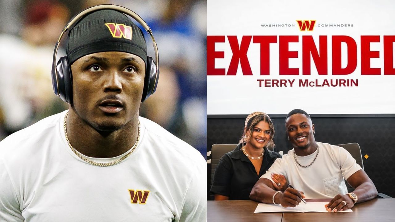 Terry McLaurin shares rare photo of wife Caitlin Winfrey as Commanders WR arrives at team office to sign $96M contract extension