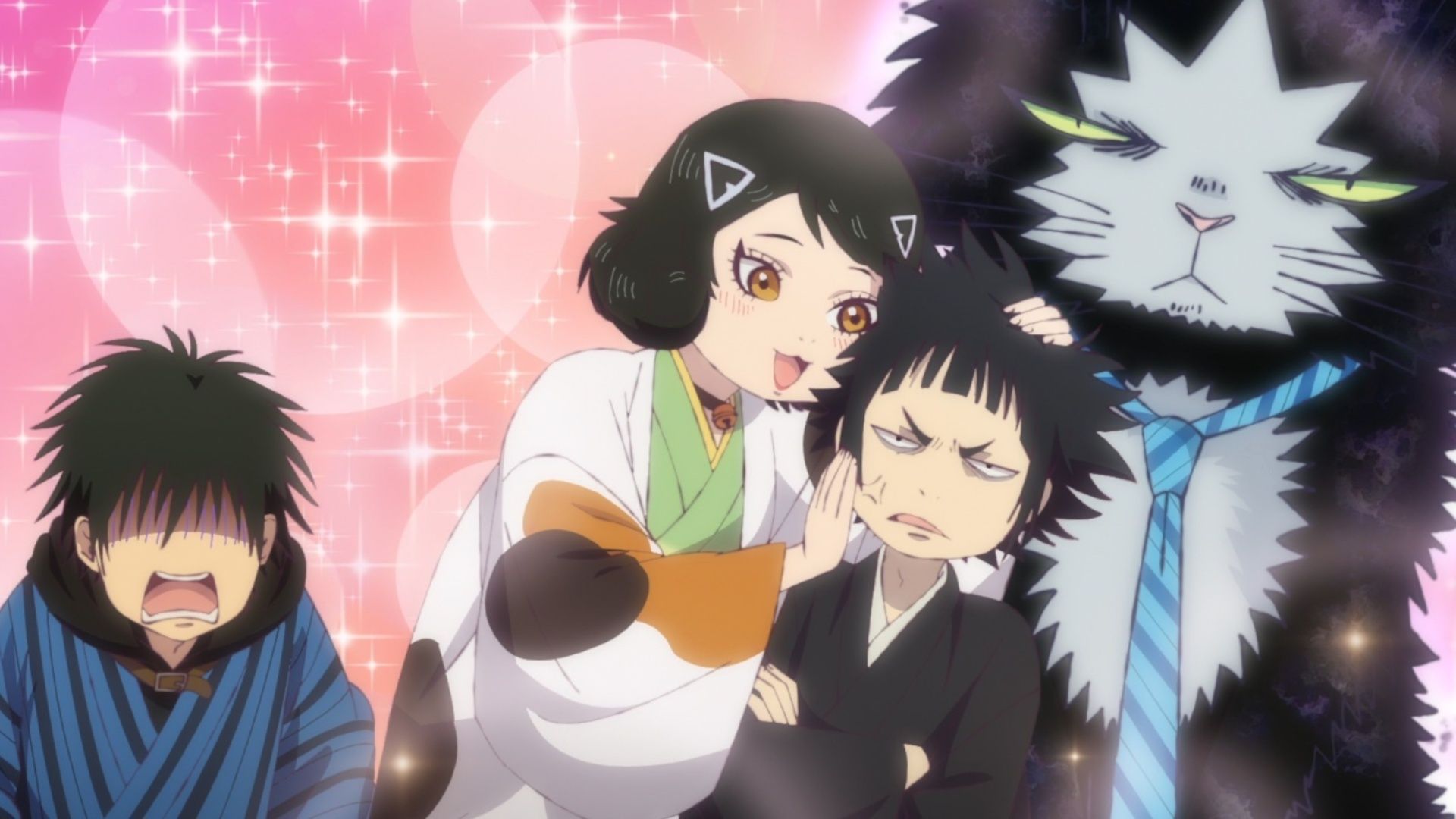 Mogura, Kyoko, and Kyoshiro as seen in the anime (Image via Brain&#039;s Base)
