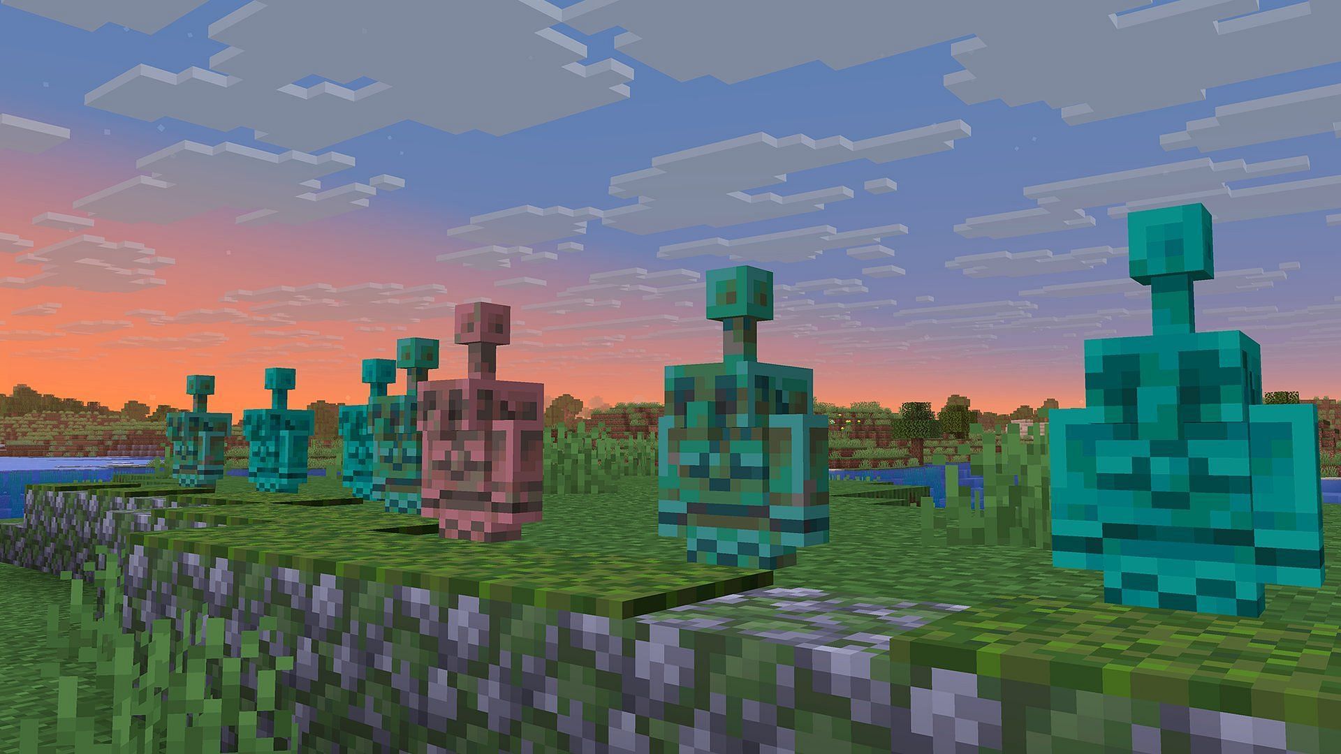Copper golem statue has also been added to the Minecraft update (Image via Mojang Studios)