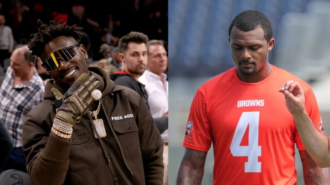 Antonio Brown clowns Deshaun Watson as 'Law & Order' star Christopher Meloni lurks at Browns practice