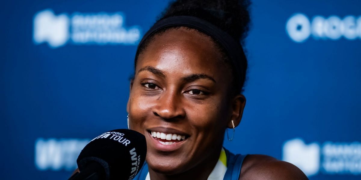 Coco Gauff during a press conference at the 2025 National Bank Open in Montreal (Source: Getty)